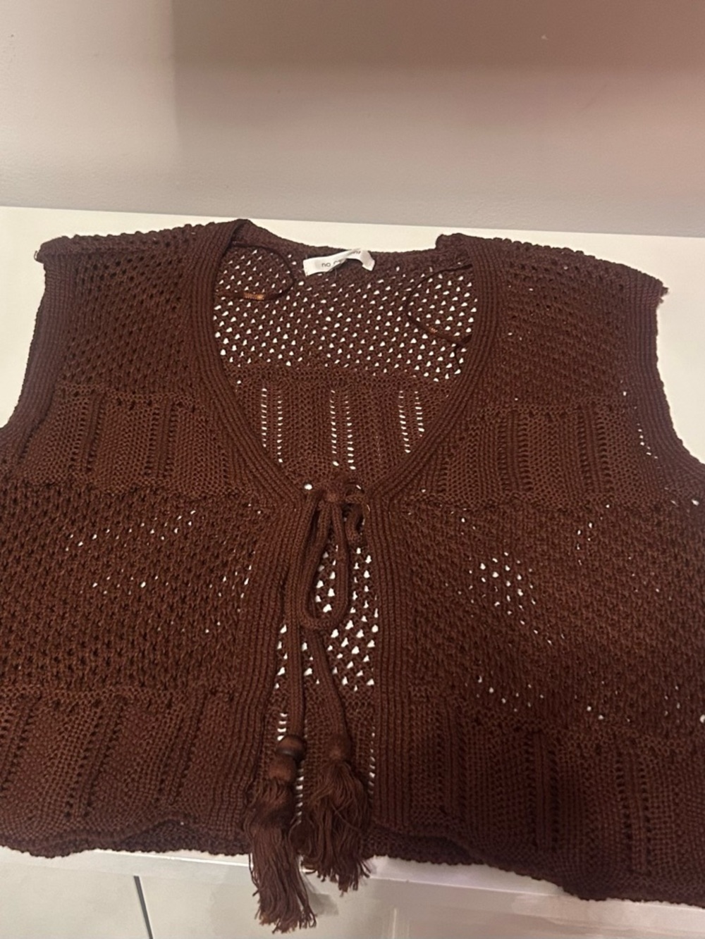 Brown Crochet Knit Two Piece Set | Boho Lounge Matching Set - Picture 4 of 6